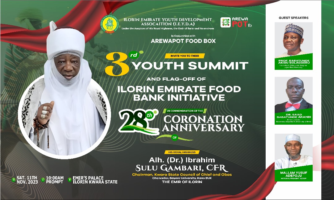 Emir of Ilorin 28th Coronation Anniversary: IEYDA holds Youth Summit Saturday